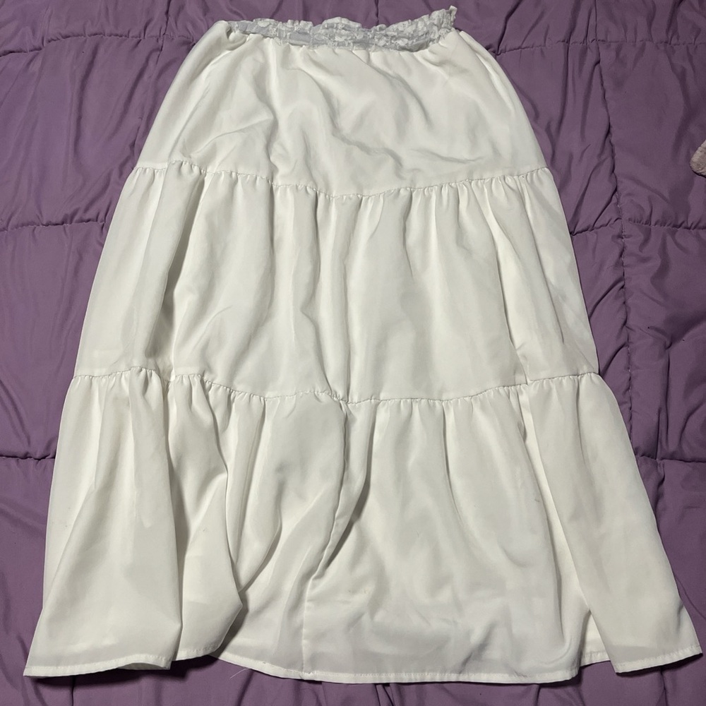 SHEIN White Maxi Tiered Skirt
